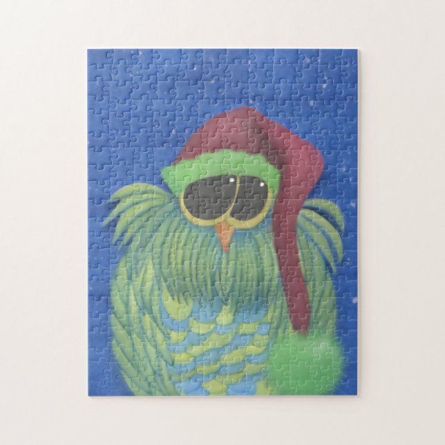 Puzzle Chouette adorable avec chapeau de Santa (Vertical)