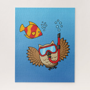 Puzzle Chouette avec masque tuba et poisson tropical