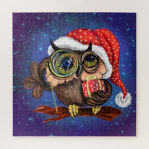 Puzzle Chouette Bébé en Casquette et cadeau de Noël - Des