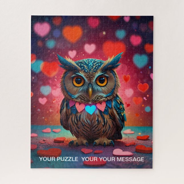 Puzzle Chouette de l'amour coeur  (Vertical)