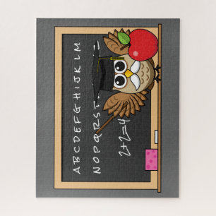 Puzzle Chouette de maître mignonne avec un dessin à la po