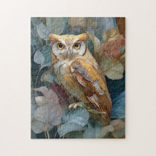 Puzzle Chouette Découpage avec Art Nouveau Feuille
