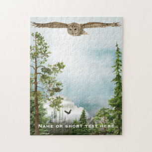 Puzzle Chouette en vol   Cool Nature Lover Art Monogrammé