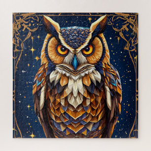 Puzzle Chouette Géométrique Luminescente 🌈 Art Coloré Vi