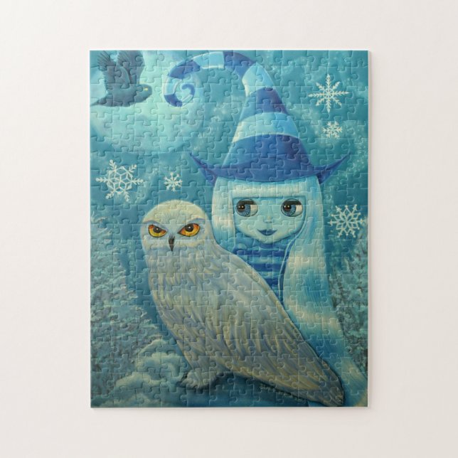Puzzle Chouette neigeuse sorcière Snowflakes hiver Big Ey (Vertical)