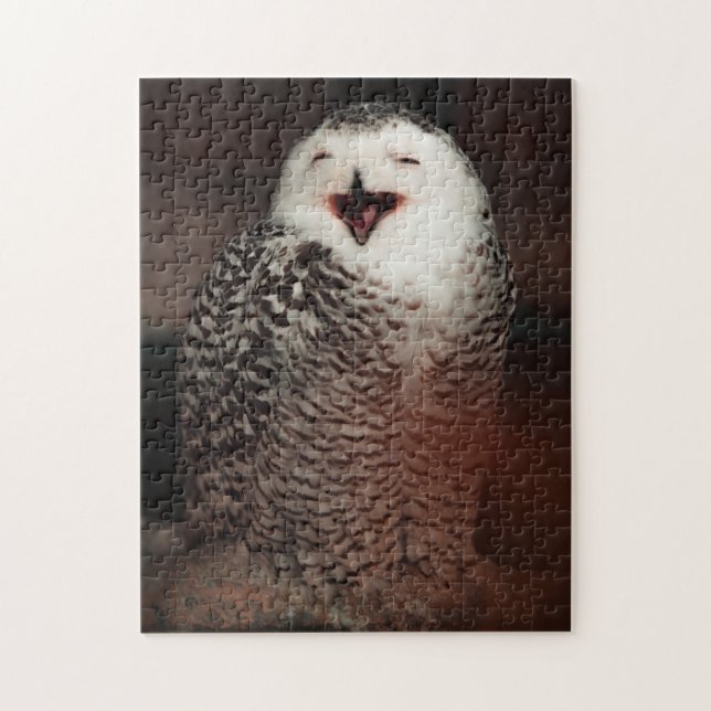 Puzzle Chouette noire et blanche mignonne riant (Vertical)