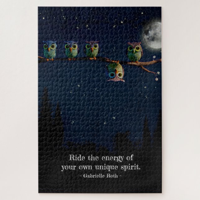 Puzzle Chouette qui est différent avec un collage de devi (Vertical)