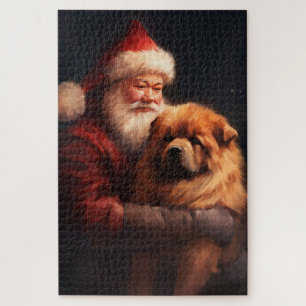 Puzzle Chow Chow avec Noël Festif du Père Noël