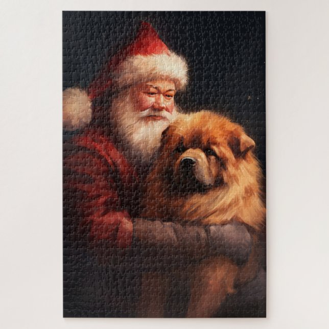 Puzzle Chow Chow avec Noël Festif du Père Noël (Vertical)