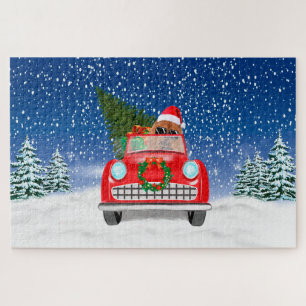 Puzzle Chow Chow Chien Conduite Voiture En Neige Jigsaw P