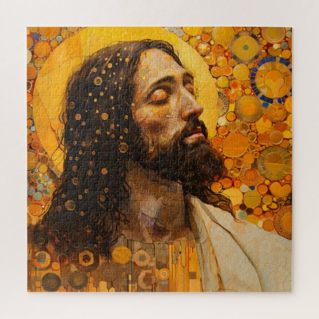 Puzzle Christ Golden Abstrait Art (Vertical)