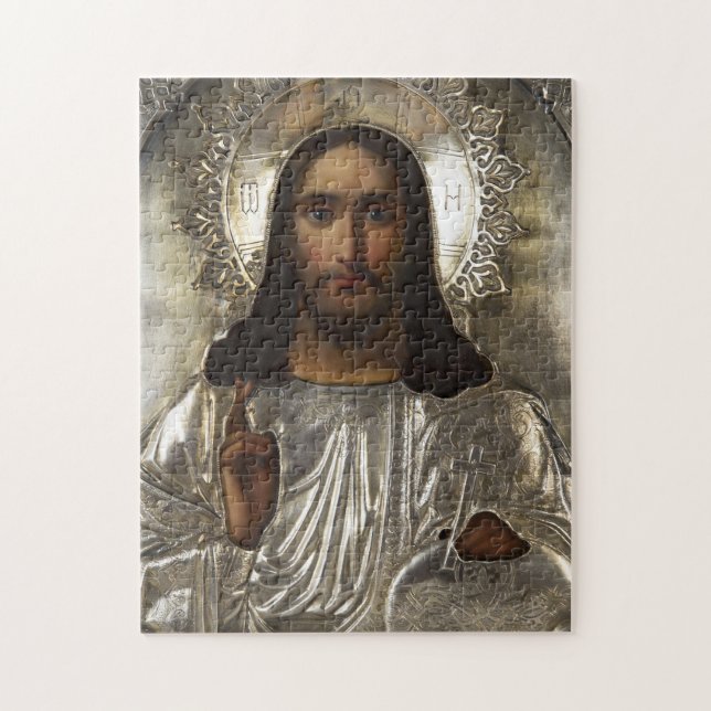 Puzzle Christ Pantocrator Silver Oklad Riza Icône russe (Vertical)