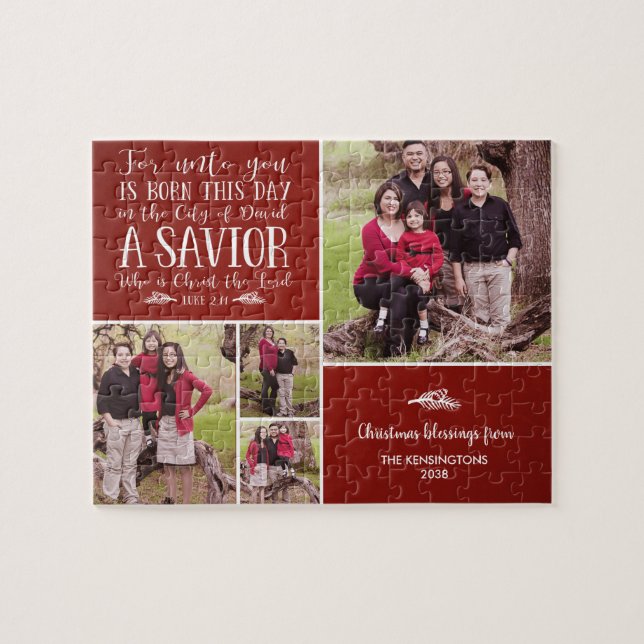 Puzzle Christian Christmas Collage Luke 2 Photo Rouge (Horizontal)