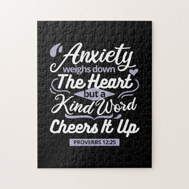 Puzzle Christian Encouragement Quote – Anxiety & Kindness (Vertical)