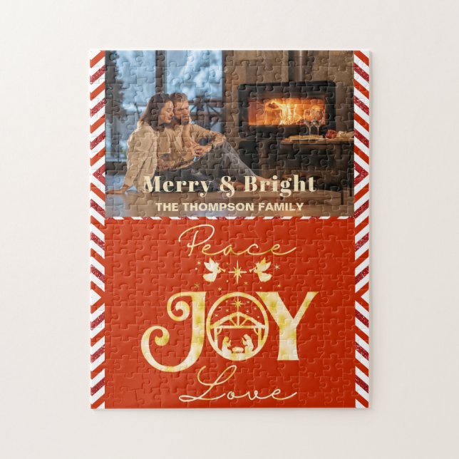 Puzzle Christian Noël Nativité Or R Paix Joie Amour (Vertical)