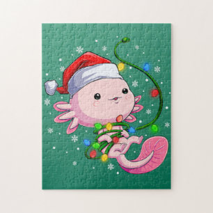 Puzzle Christmas Axolotl Santa Hat Lights Japanese Cute