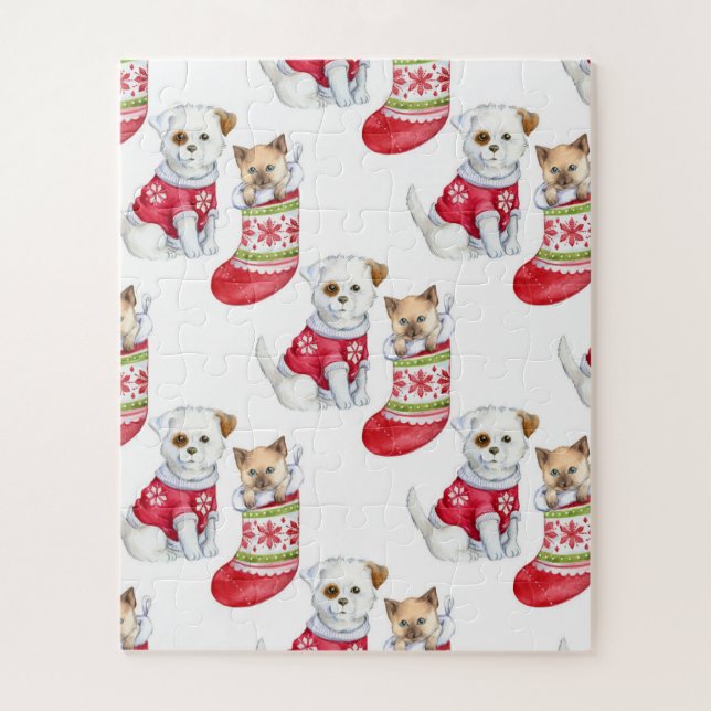Puzzle Christmas Dog & Cat (Vertical)