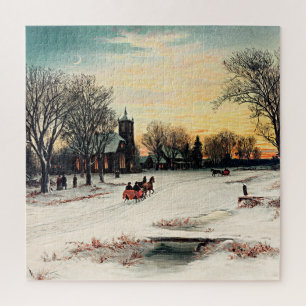 Puzzle Christmas Eve, 1889, vintage painting,