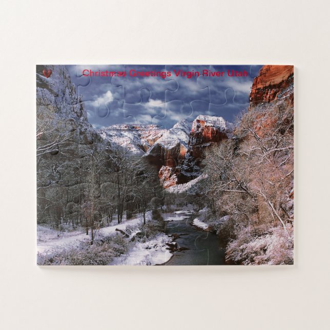 Puzzle Christmas Greetings Virgin River Utah (Horizontal)