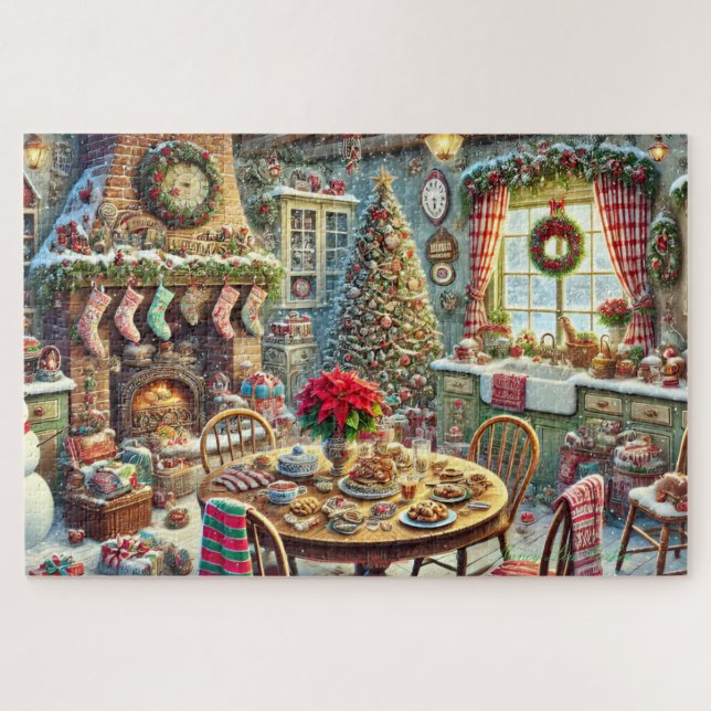 Puzzle Christmas Kitchen Wonderland Cozy Stocking & Tree (Horizontal)