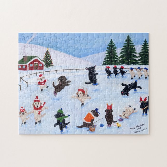 Puzzle Christmas Labrador Fun Peinture (Horizontal)