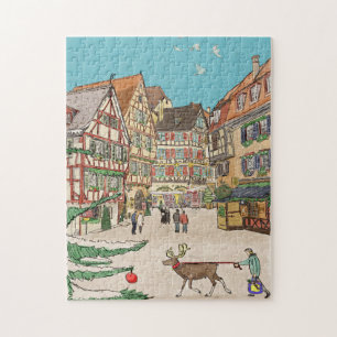 Puzzle Christmas Market Strasbourg France Retro-inspired