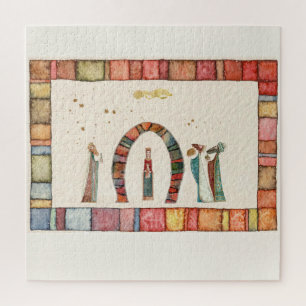 Puzzle  Christmas nativity scene Keychain Ceramic Ball Ch