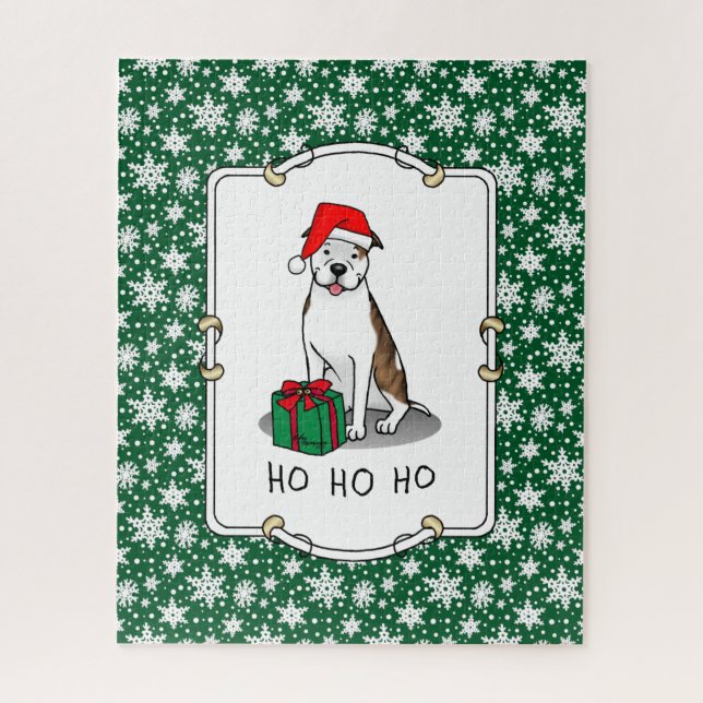 Puzzle Christmas Père Noël Pit Bull (lt brindle white 3)  (Vertical)