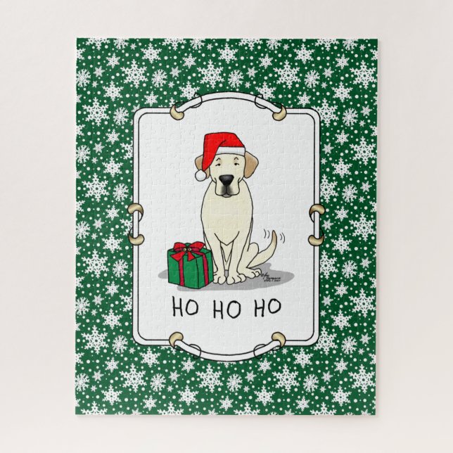 Puzzle Christmas Père Noël Yellow Labrador Retriever Cute (Vertical)