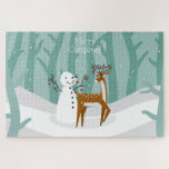 Puzzle Christmas Reindeer and Snowman<br><div class="desc">Reindeer de Noël et Snowman Ce sont toujours les petits morceaux qui font la grande image! Transformez vos dessins,  photos et textes en puzzles personnalisés ! Nos puzzles sont fabriqués à partir de carton robuste et de panneaux agglomérés et sont imprimés dans des couleurs vives. Pour vous,  ou pour offrir !</div>