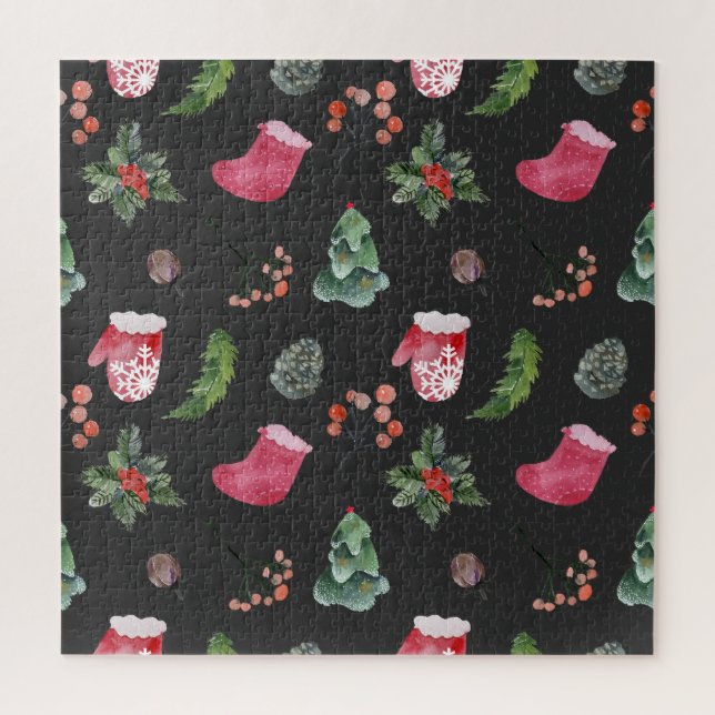 Puzzle Christmas Reindeer : Aquarelle Motif sans couture (Vertical)