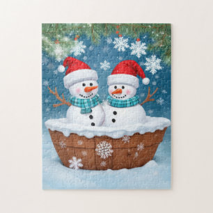 Puzzle Christmas Snowman Couple