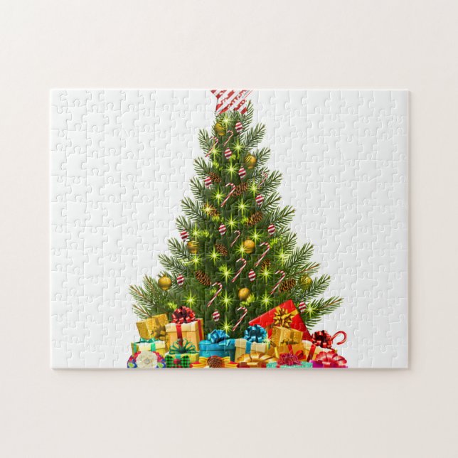 Puzzle Christmas tree with decorations and poison boxes (Horizontal)