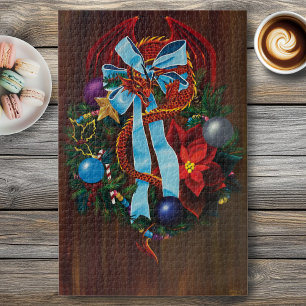 Puzzle Christmas Wreath Dragon