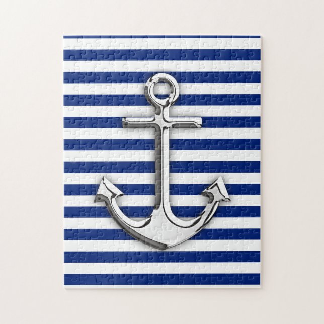 Puzzle Chrome Comme Ancre Design sur les rayures de marin (Vertical)