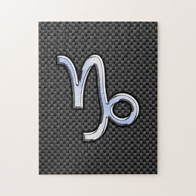 Puzzle Chrome comme Capricorne Signe noir fibre de carbon (Vertical)