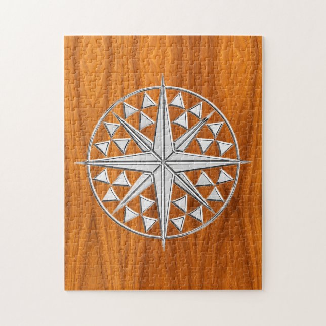 Puzzle Chrome Comme Étoile de boussole nautique sur la pl (Vertical)