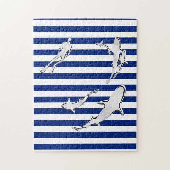 Puzzle Chrome Comme Plongeur et requins sur les rayures n (Vertical)