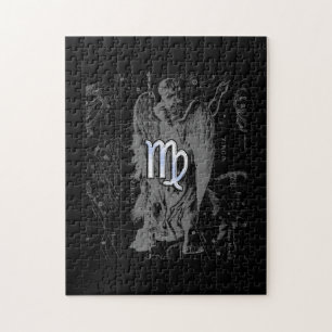 Puzzle Chrome like Virgo Zodiac Sign on Hevelius in Black