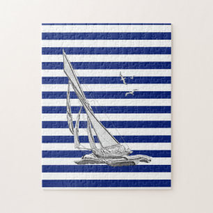 Puzzle Chrome Sailing on Nautical Stripes