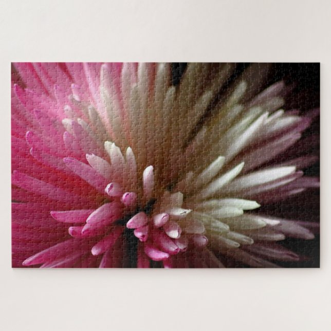 Puzzle Chrysanthème en rose et blanc (Horizontal)