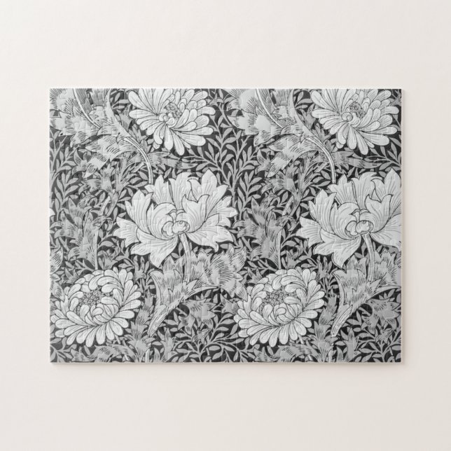 Puzzle Chrysanthemum Gray, William Morris (Horizontal)