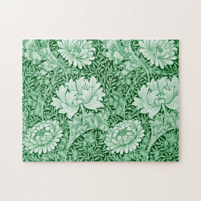 Puzzle Chrysanthemum Green, William Morris (Horizontal)