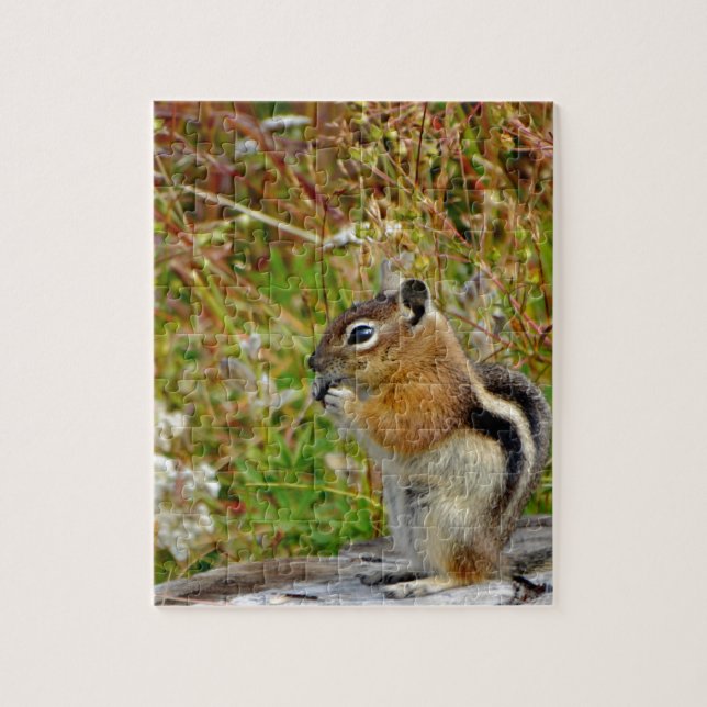 Puzzle Chubby mignon chipmunk sur la souche de bois (Vertical)