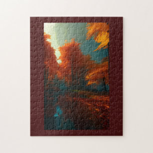 Puzzle Chute d'arbres rouges d'or jetant de l'ombre sur l