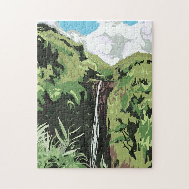 Puzzle Chutes Akaka Hawaï Cascade Paysage Tropical  (Vertical)