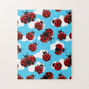 Puzzle Ciel Bleu Nuages Bleu Rouge coccinelle