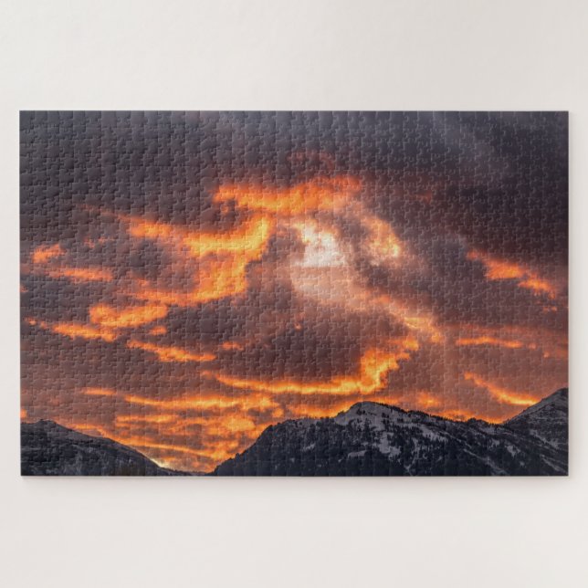 Puzzle Ciel Captivant d'un Coucher de Soleil Ardent (Horizontal)