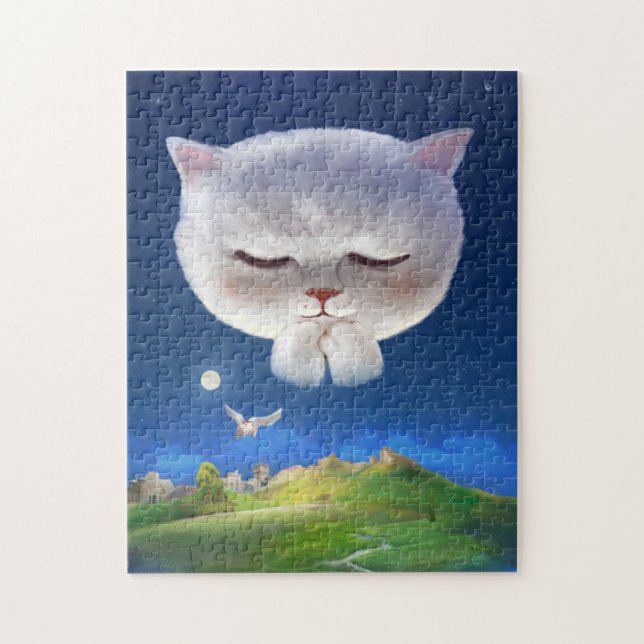 Puzzle Ciel nocturne avec chat (Vertical)
