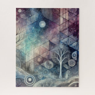 Puzzle Ciel nocturne mystique à motifs géométriques & Arb